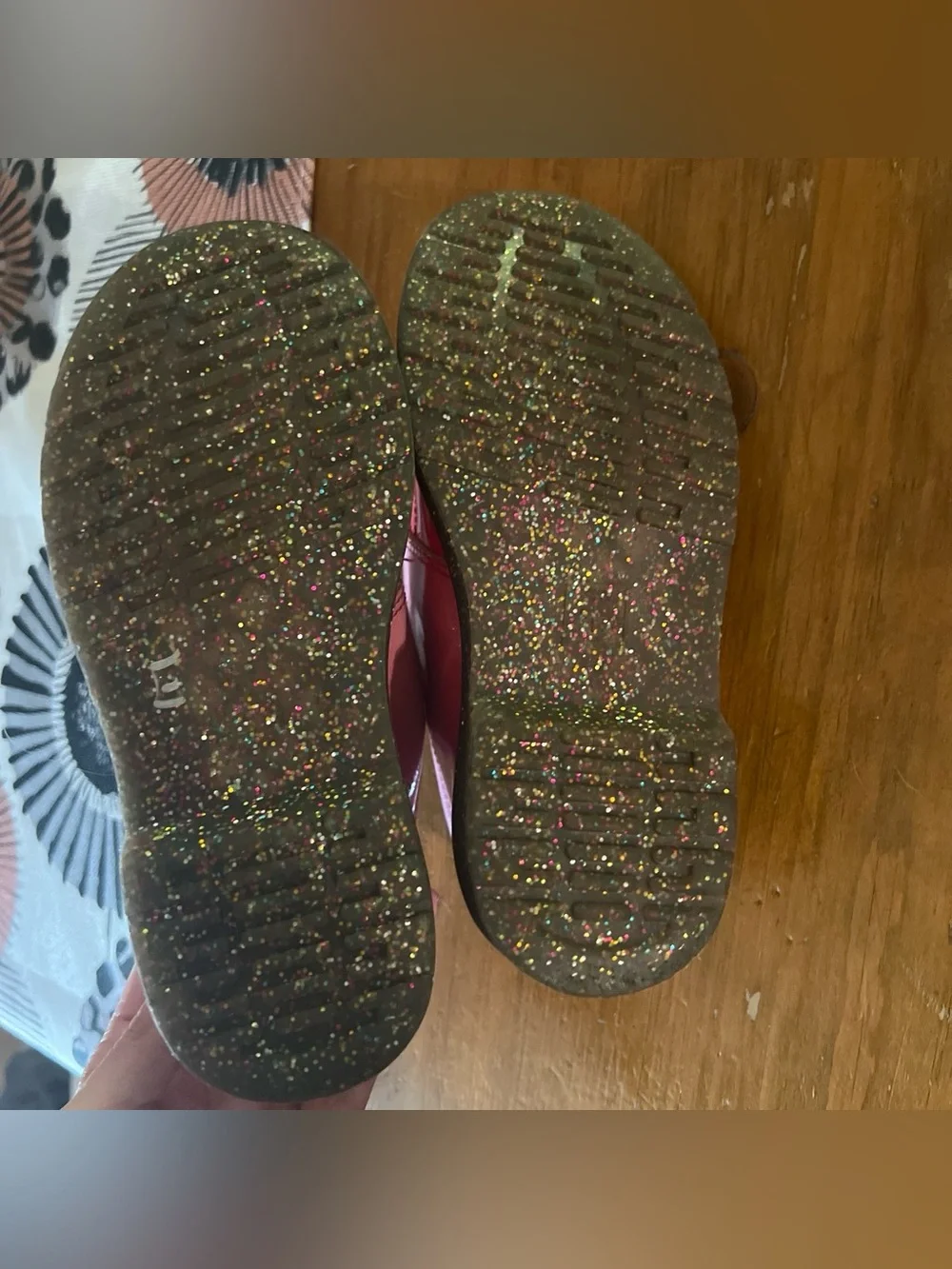 Dr. Martens Kids Pink Glitter Double Monk Strap Shoe with Black Accents